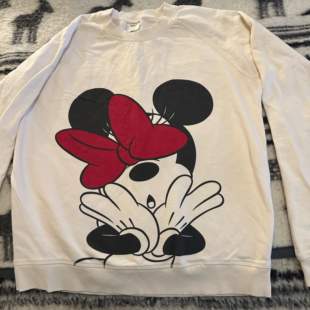 Disney Minnie Mouse red hair bow sweatshirt size S